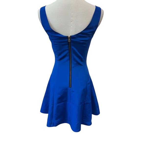 EUC Amanda Uprichard Women's Blue Silk Mini Dress Size XS/P V-Neck Zip Closure - Picture 2 of 6